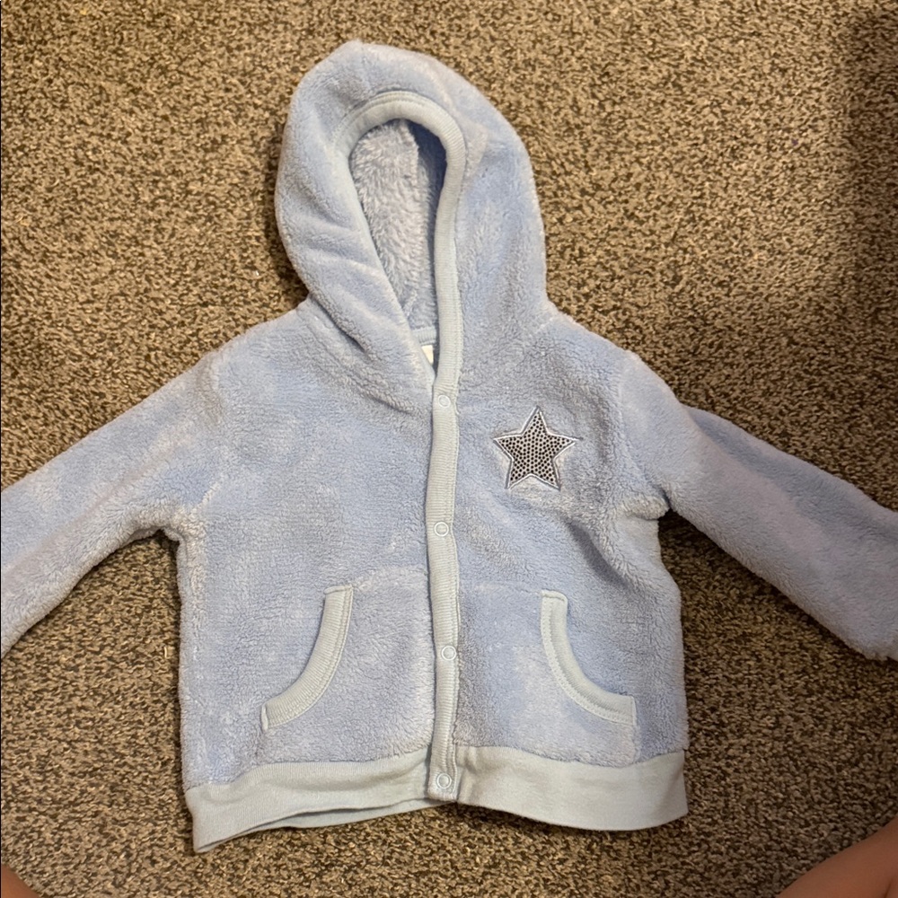 Soft Light Blue Kids Hoodie with Star Detail